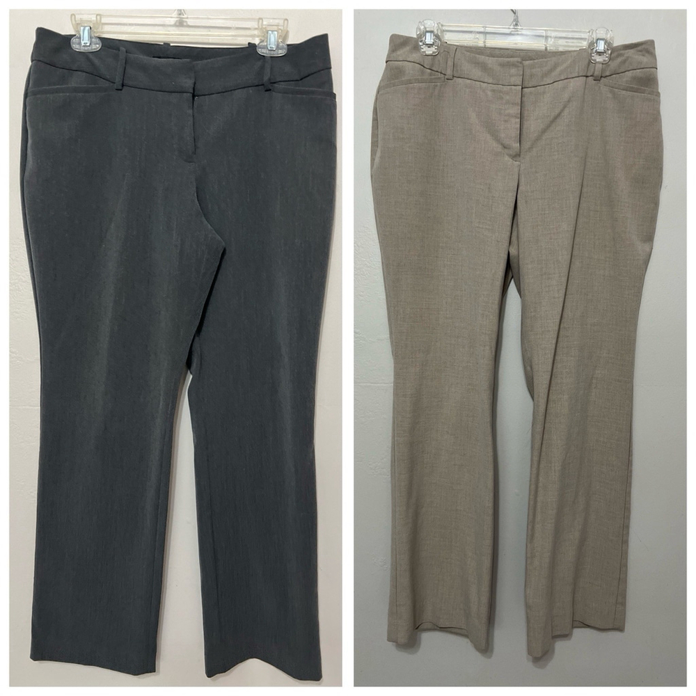 Lot Of 2 Straight Leg Curvy Fit Trouser‎ Pants Women 8 Petite Khaki Gray Stretch